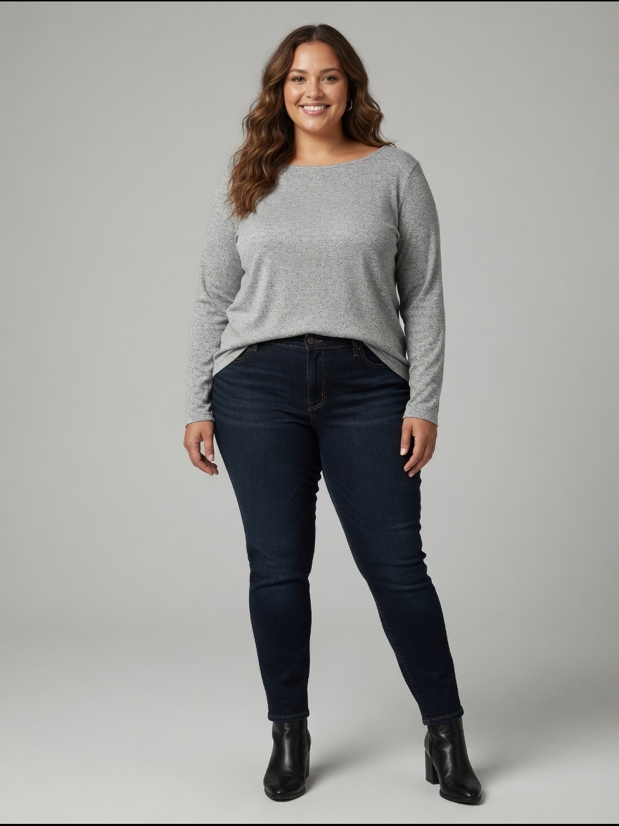 Gray Long-Sleeve Heather Top